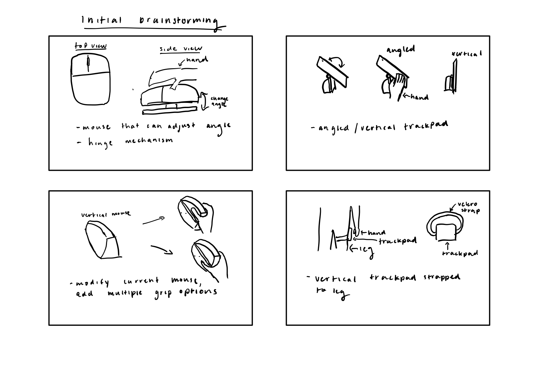 sketches of initial brainstorming